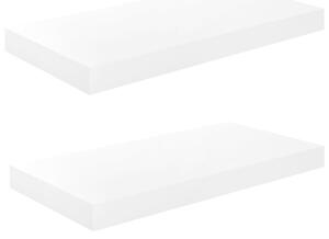 Floating Wall Shelves 2 pcs High Gloss White 50x23x3.8 cm MDF