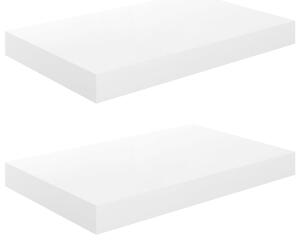 Floating Wall Shelves 2 pcs High Gloss White 40x23x3.8 cm MDF