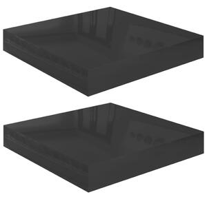 Floating Wall Shelves 2 pcs High Gloss Black 23x23.5x3.8 cm MDF