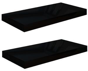 Floating Wall Shelves 2 pcs High Gloss Black 50x23x3.8 cm MDF