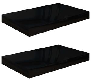 Floating Wall Shelves 2 pcs High Gloss Black 40x23x3.8 cm MDF