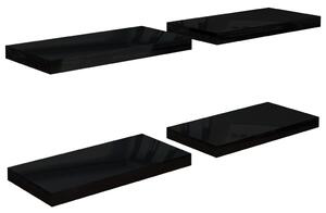 Floating Wall Shelves 4 pcs High Gloss Black 50x23x3.8 cm MDF