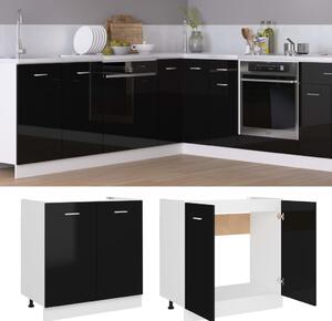 Sink Bottom Cabinet High Gloss Black 80x46x81.5 cm Engineered Wood