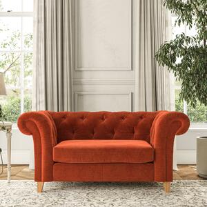 Pimlico Snuggle Chair Luxury Velvet Orange Umber