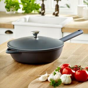 Cast Aluminium Deep Frying Pan 28cm With Lid Grey