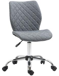 Vinsetto Adjustable Swivel Office Chair: 360° Rotation, Thick Padded Comfort, Linen Fabric, Grey