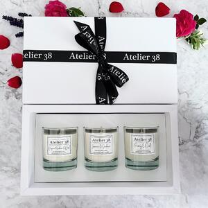 Atelier 38 Set of 3 Floral Candle Gift Clear