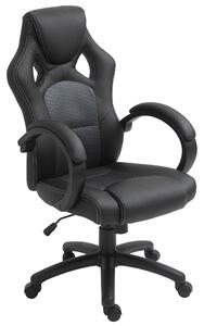 Vinsetto High-Back Swivel Office Chair, Faux Leather Computer Desk Chair with Wheels & Armrests, Black