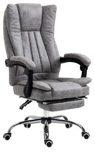 Vinsetto Home Office Chair Microfibre Desk Chair with Reclining Function Armrests Swivel Wheels Footrest Grey
