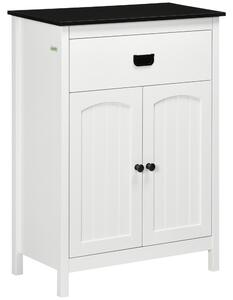 Kleankin Spacious Bathroom Cabinet, White Storage Unit with Drawer and Double Door Cabinet, Adjustable Shelf for Versatile Use