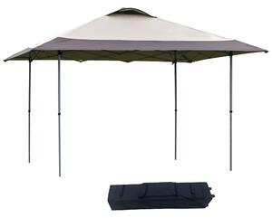 Outsunny 4 x 4m Pop-up Canopy Gazebo Tent with Roller Bag & Adjustable Legs Outdoor Party, Steel Frame, Brown
