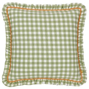 Furn. Maude Gingham Cotton Square Cushion Sage (Green)