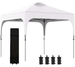 Outsunny 3 x 3 (M) Pop Up Gazebo, Foldable Canopy Tent with Carry Bag with Wheels and 4 Leg Weight Bags for Outdoor Garden Patio Party, White