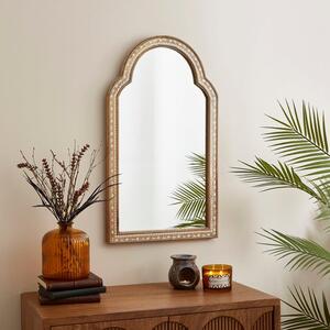 Hani Mango Wood Floral Arched Wall Mirror