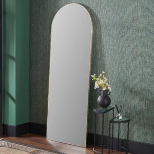 Slim Frame Arched Full Length Leaner Mirror Gold