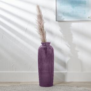 Tall Ribbed Recycled Glass Vase Lilac