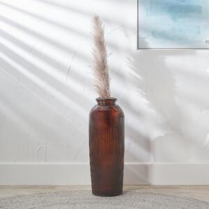 Tall Ribbed Recycled Glass Vase Pecan (Brown)