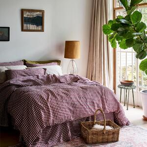 Piglet Berry Gingham Linen Blend Duvet Cover Size Super King