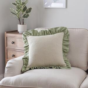 Isabelle Striped Ruffle Cotton Square Cushion Cover