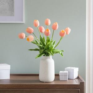 Artificial Tulip Arrangement in Textured Ceramic Vase