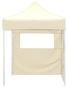 Professional Folding Party Tent with 2 Sidewalls 2x2 m Steel Cream