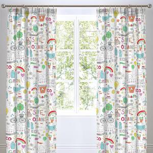 Bedlam Love Our World 66x72 Ready Made Pencil Pleat Curtains Multi