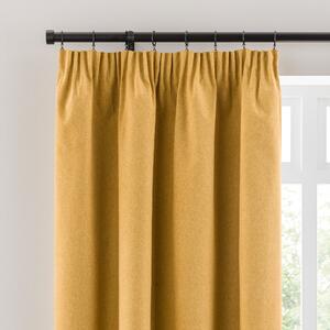 Luna Brushed Blackout Pencil Pleat Curtains Old Gold