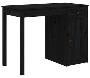 Desk Black 100x50x75 cm Solid Wood Pine
