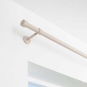 Ribbed Extendable Metal Eyelet Curtain Pole Natural