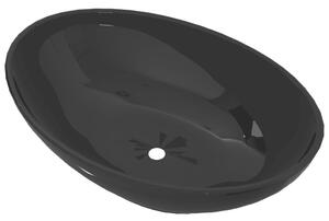 Luxury Ceramic Basin Oval-shaped Sink Black 40 x 33 cm