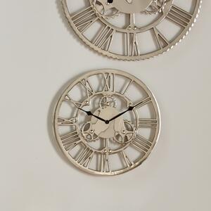Cog Design Round Wall Clock, 80cm Nickel