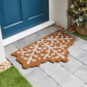 Snowflake Coir Doormat Brown
