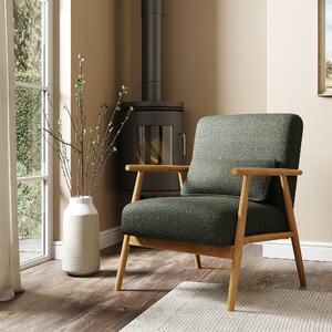 Alpine Spindle Boucle Wooden Arm Accent Chair green