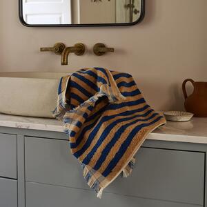 Piglet Blue & Porcini Pembroke Stripe Cotton Size Bath Towel