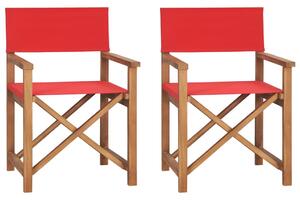 Folding Director's Chairs 2 pcs Red Solid Wood Teak