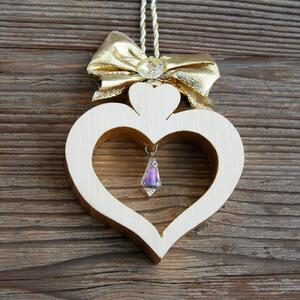 Wooden Alpine Heart with Crystal