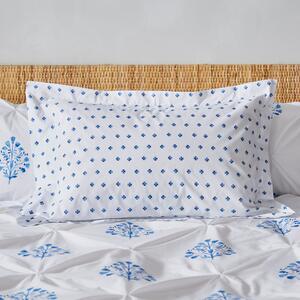 Kamala Pintuck Blue Oxford Pillowcase Blue/White