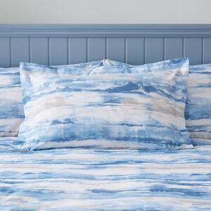 Watercolour Landscape Blue Oxford Pillowcase Blue/White