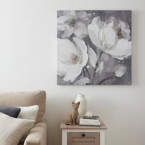Grey Floral Canvas Grey/White