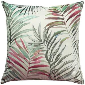Evans Lichfield Palm Velvet Cushion Blue/Pink/Green