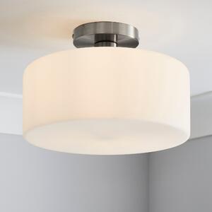 Amelie Opal Satin Nickel Glass Flush Ceiling Fitting Brown