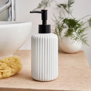 Ceramic Ribbed Lotion Dispenser White