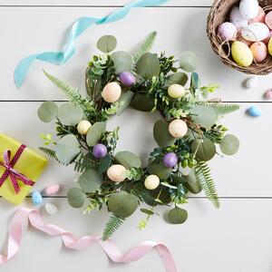 Artificial Easter Egg Floral Wreath MultiColoured