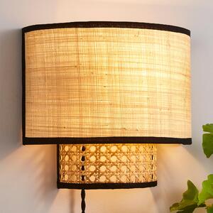 Malika Cane Easy Fit Plug In Wall Light Brown