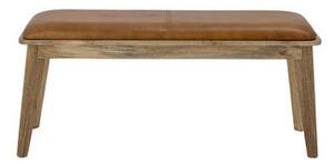 Wilum Bench - / Leather & wood - L 110 cm by Bloomingville Brown/Beige/Natural wood