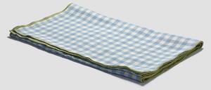 Piglet Warm Blue Gingham Linen Table Runner Size 45 x 200cm | 100% European Linen