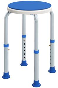 HOMCOM 360° Swivel Shower Chair, Height Adjustable Aluminium Shower Stool with Non-Slip Feet for Disabled, Elderly, Blue