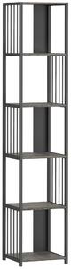 HOMCOM 5-Tier Bookshelf with Steel Frame - Grey