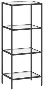 HOMCOM 4-Tier Shelving Unit, Glass Shelf, Vertical Storage Shelf for Living Room, Home Office, Bedroom, Bathroom, Black