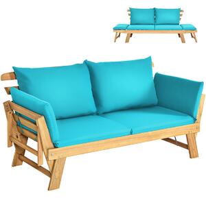 Costway 3 in 1 Convertible Cushioned Loveseat Lounger Couch with Pillows-Turquoise